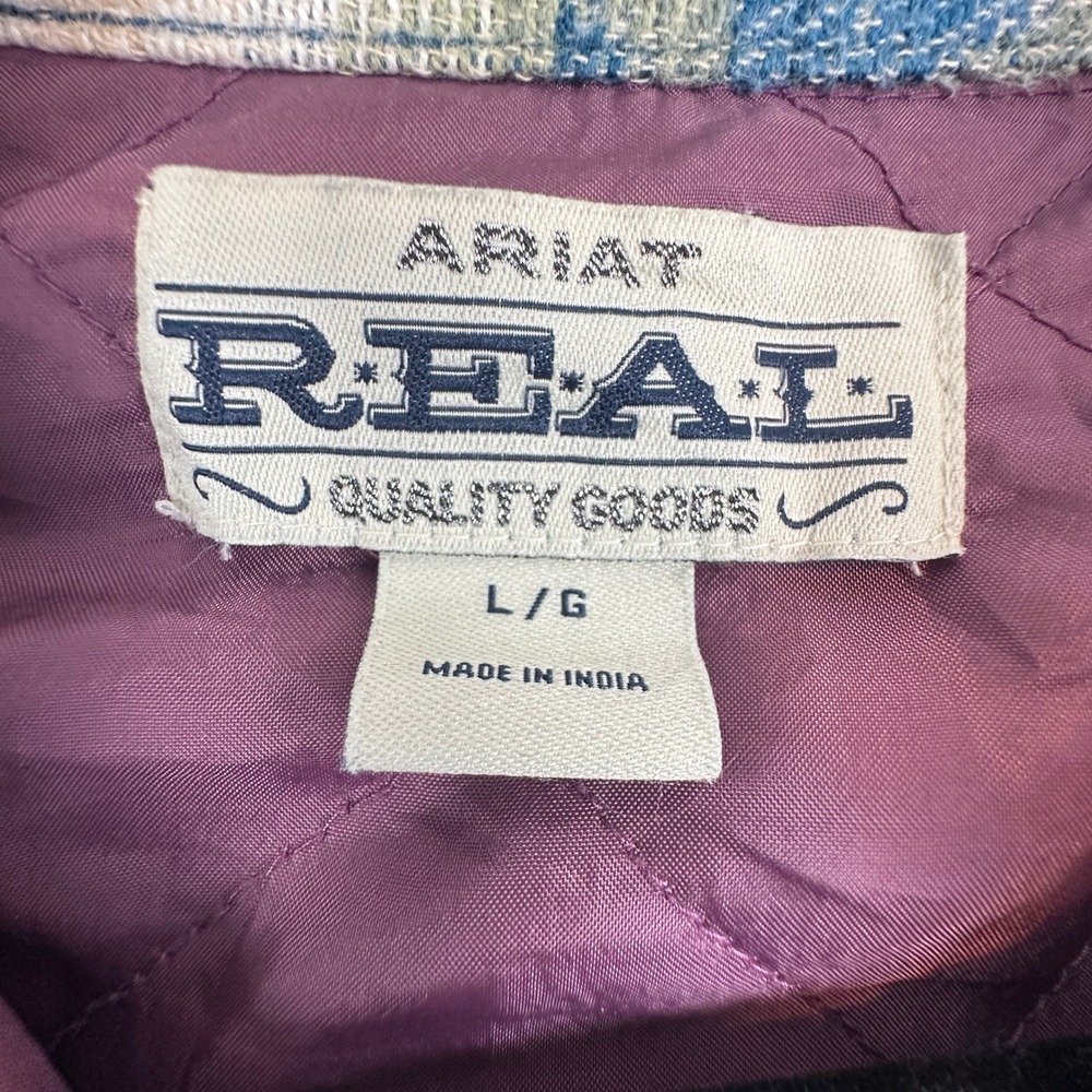 Ariat REAL Southwestern Aztec Shirt Jacket Women Large Blue Multi Cotton Blend - Picture 3 of 9